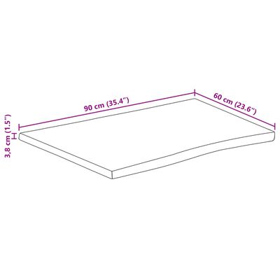 vidaXL Tischplatte mit Baumkante 90x60x3,8 cm Raues Mango Massivholz