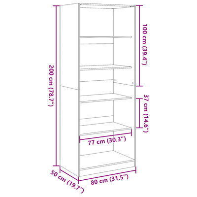 vidaXL Kleiderschrank Altholz-Optik 80x50x200 cm Holzwerkstoff