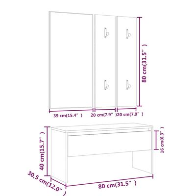 vidaXL Flurmöbel-Set Sonoma-Eiche Holzwerkstoff