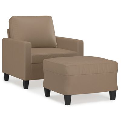 vidaXL Sessel mit Hocker Cappuccino-Braun 60 cm Kunstleder