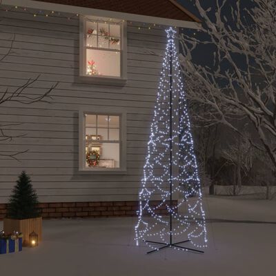 vidaXL LED-Weihnachtsbaum Kegelform Kaltweiß 1400 LEDs 160x500 cm