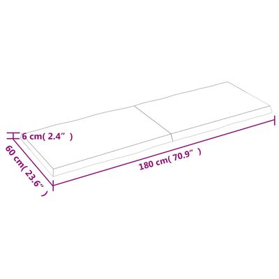 vidaXL Tischplatte 180x60x(2-6) cm Massivholz Behandelt Baumkante