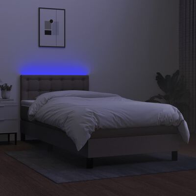 vidaXL Boxspringbett mit Matratze & LED Taupe 80x200 cm Stoff