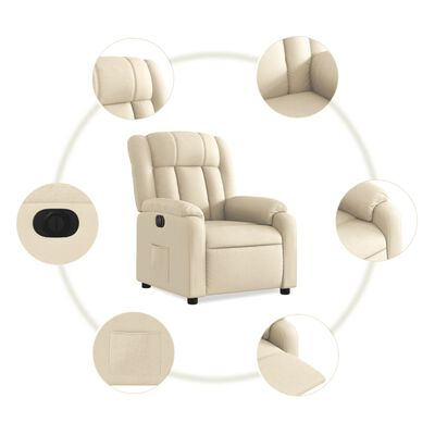 vidaXL Relaxsessel Elektrisch Creme Stoff