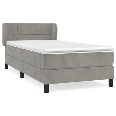 vidaXL Boxspringbett mit Matratze Hellgrau 100x200 cm Samt