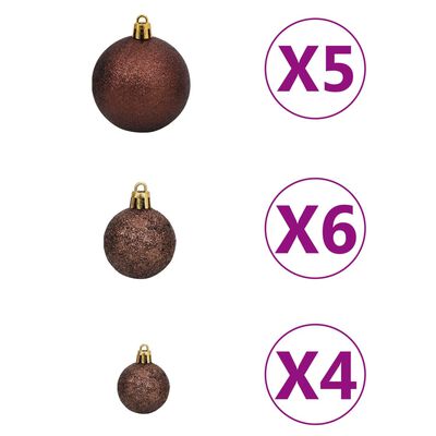 vidaXL Künstlicher Weihnachtsbaum mit Beleuchtung & Kugeln Rosa 180cm