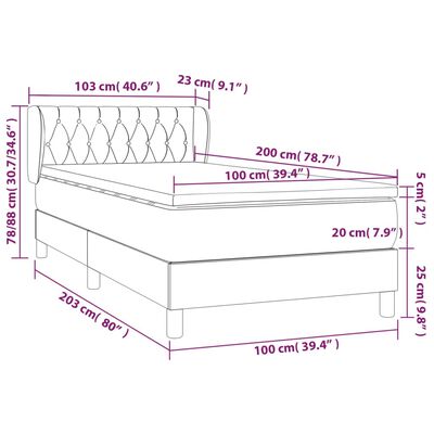 vidaXL Boxspringbett mit Matratze Rosa 100x200 cm Samt