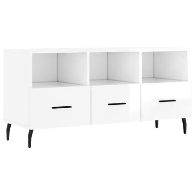 vidaXL TV-Schrank Hochglanz-Weiß 102x36x50 cm Holzwerkstoff