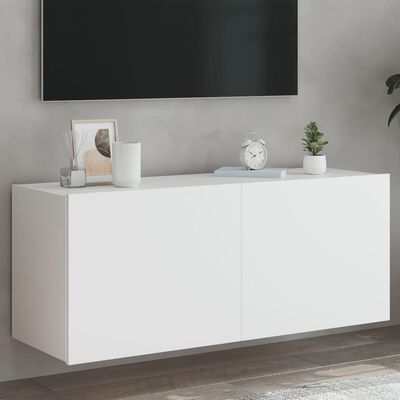 vidaXL TV-Wandschrank mit LED-Leuchten Weiß 100x35x41 cm