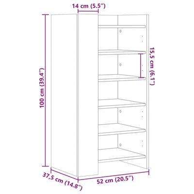 vidaXL Schuhschrank Räuchereiche 52x37,5x100 cm Holzwerkstoff