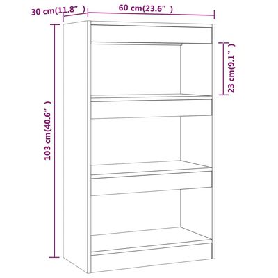 vidaXL Bücherregal/Raumteiler Hochglanz-Weiß 60x30x103cm Holzwerkstoff