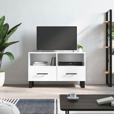 vidaXL TV-Schrank Hochglanz-Weiß 80x36x50 cm Holzwerkstoff