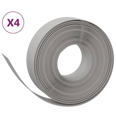 vidaXL Rasenkanten 4 Stk. Grau 10 m 15 cm Polyethylen