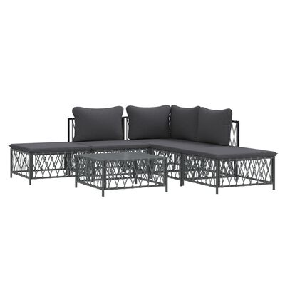 vidaXL 6-tlg. Garten-Lounge-Set mit Kissen Anthrazit Stahl