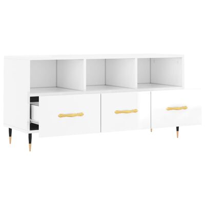 vidaXL TV-Schrank Hochglanz-Weiß 102x36x50 cm Holzwerkstoff