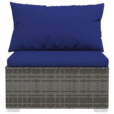 vidaXL 4-Sitzer-Sofa mit Kissen Grau Poly Rattan