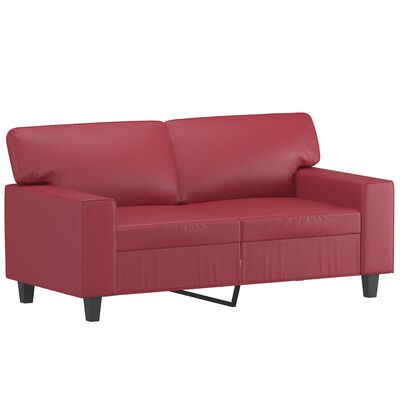 vidaXL 2-Sitzer-Sofa mit Zierkissen Weinrot 120 cm Kunstleder