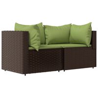 vidaXL Garten-Ecksofas mit Kissen 2 Stk. Braun Poly Rattan