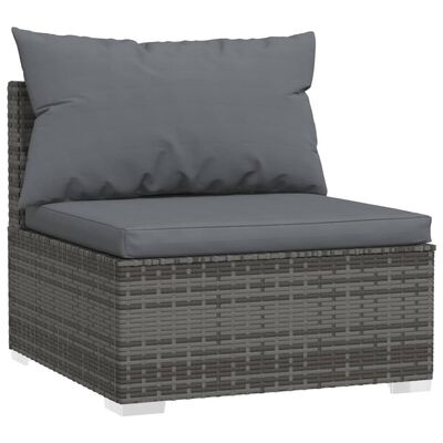 vidaXL 9-tlg. Garten-Lounge-Set mit Kissen Grau Poly Rattan