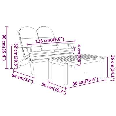 vidaXL 3-tlg. Garten-Lounge-Set Adirondack Massivholz Akazie