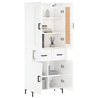 vidaXL Highboard Hochglanz-Weiß 69,5x34x180 cm Holzwerkstoff