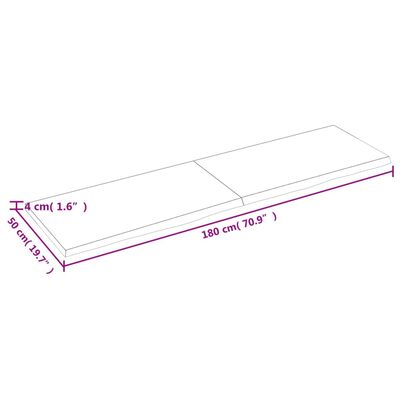 vidaXL Waschtischplatte Dunkelbraun 180x50x(2-4)cm Massivholz