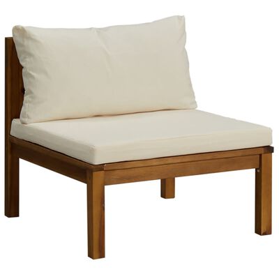 vidaXL 4-tlg. Garten-Lounge-Set mit Creme Kissen Massivholz Akazie