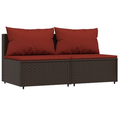 vidaXL 3-tlg. Garten-Lounge-Set mit Kissen Braun Poly Rattan