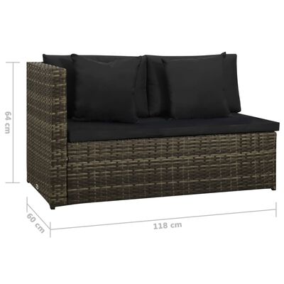 vidaXL 8-tlg. Garten-Lounge-Set mit Kissen Poly Rattan Grau