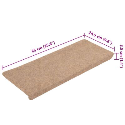 vidaXL Stufenmatten Selbstklebend 15 Stk. 65x24,5x3,5 cm Beige