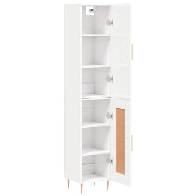 vidaXL Highboard Hochglanz-Weiß 34,5x34x180 cm Holzwerkstoff