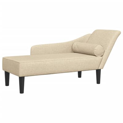 vidaXL Chaiselongue mit Kissen Creme Stoff