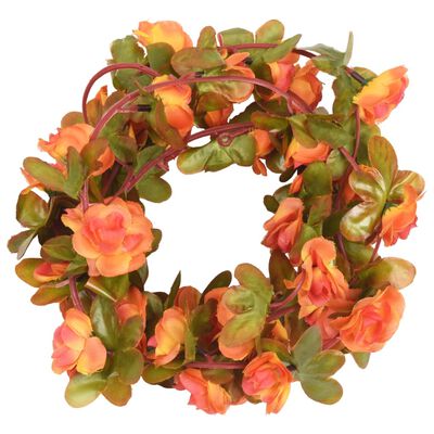 vidaXL Weihnachtskränze Blumen 6 Stk. Orange 250 cm