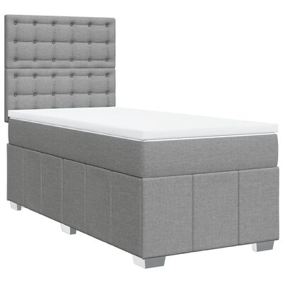 vidaXL Boxspringbett mit Matratze Hellgrau 90x200 cm Stoff