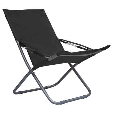 vidaXL Klappbare Strandstühle 2 Stk. Stoff Schwarz