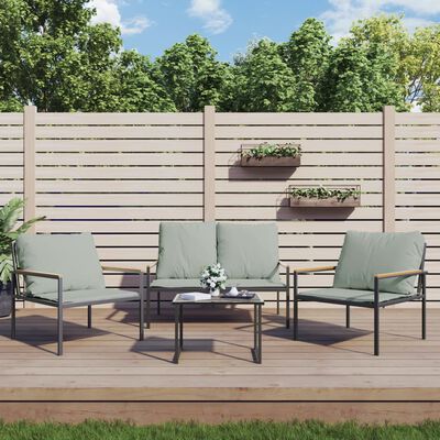 vidaXL 3-tlg. Garten-Lounge-Set mit Kissen Anthrazit Stahl