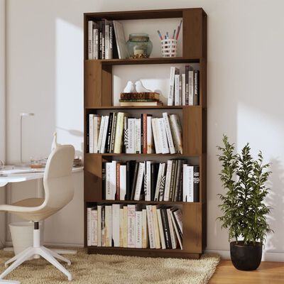 vidaXL Bücherregal/Raumteiler Honigbraun 80x25x163,5 cm Massivholz