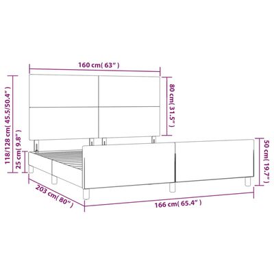 vidaXL Bettgestell ohne Matratze Dunkelblau 160x200 cm Samt