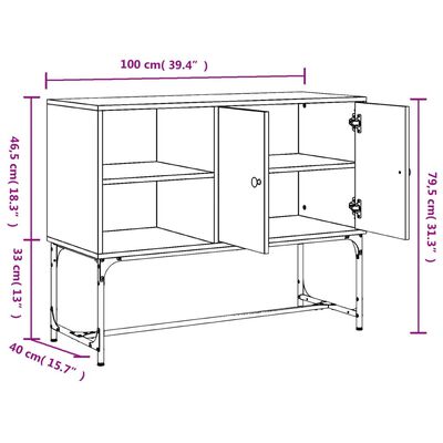 vidaXL Sideboard Räuchereiche 100x40x79,5 cm Holzwerkstoff