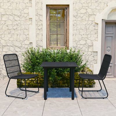 vidaXL 3-tlg. Garten-Essgruppe Poly Rattan und Glas