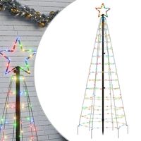 vidaXL LED-Weihnachtsbaum mit Erdspießen 220 LEDs Mehrfarbig 180 cm