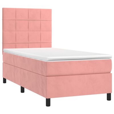 vidaXL Boxspringbett mit Matratze Rosa 100x200 cm Samt