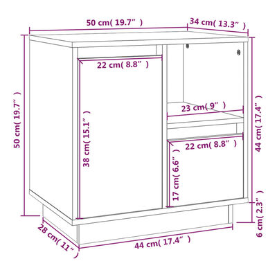 vidaXL Nachttisch 50x34x50 cm Massivholz Kiefer