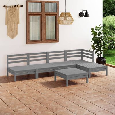 vidaXL 6-tlg. Garten-Lounge-Set Massivholz Kiefer Grau