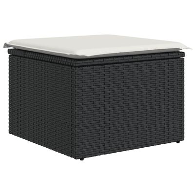 vidaXL 11-tlg. Garten-Sofagarnitur mit Kissen Schwarz Poly Rattan