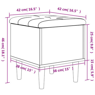 vidaXL Sitzbank mit Stauraum Schwarz 42x42x46 cm Holzwerkstoff