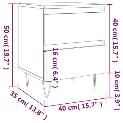 vidaXL Nachttisch Hochglanz-Weiß 40x35x50 cm Holzwerkstoff