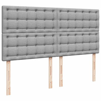 vidaXL Boxspringbett mit Matratze Hellgrau 200x200 cm Stoff