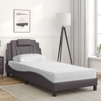 vidaXL Bett mit Matratze Grau 80x200 cm Kunstleder