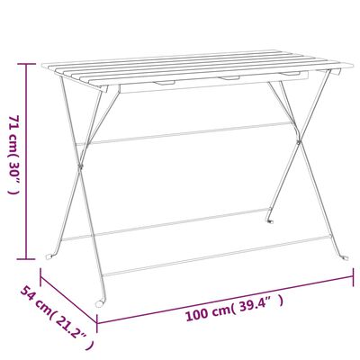 vidaXL Bistrotisch Klappbar 100x54x71 cm Massivholz Akazie und Stahl